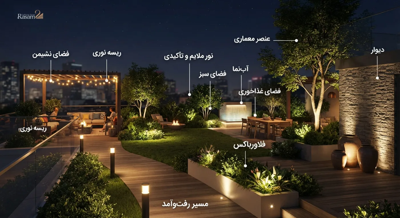 راهنمای انتخاب چراغ برای روف گاردن و پشت‌بام سبز